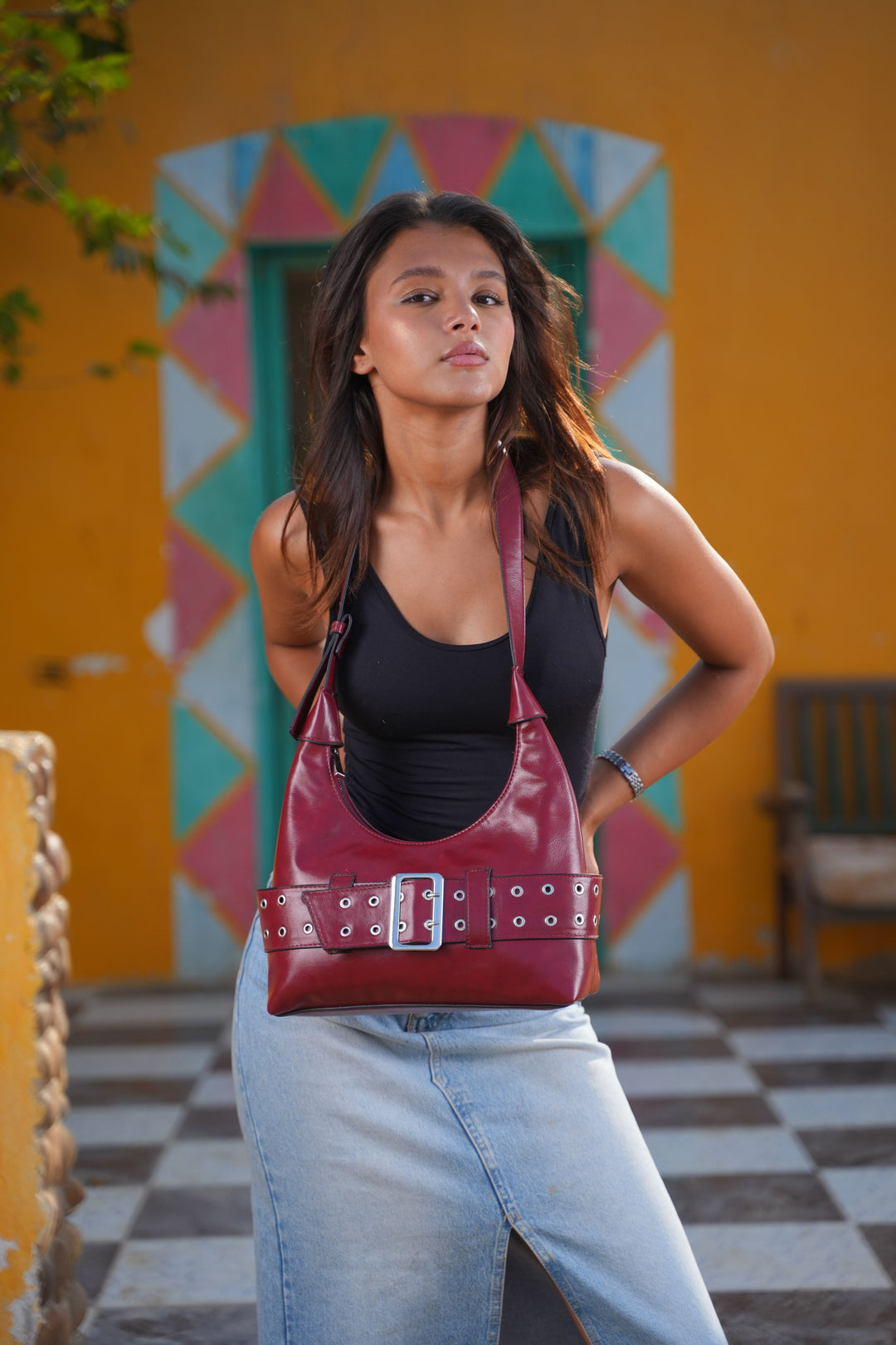 The Verona Belt Shoulder Bag | Burgundy