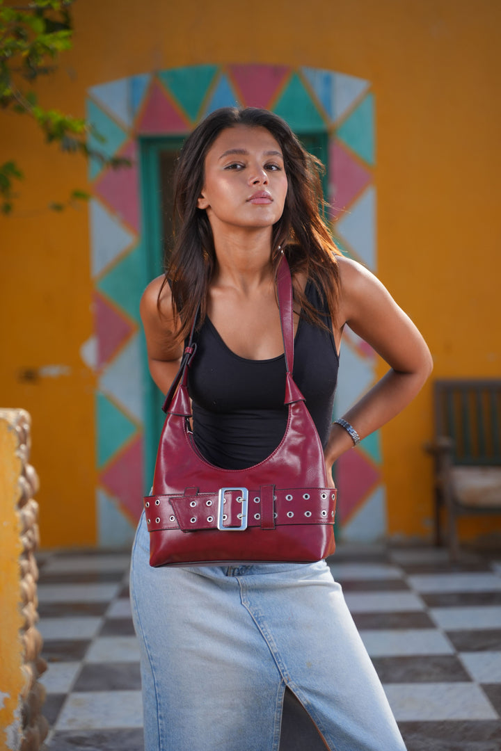 The Verona Belt Shoulder Bag | Burgundy