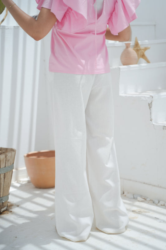 Pleated Palazzo Trousers - Offwhite