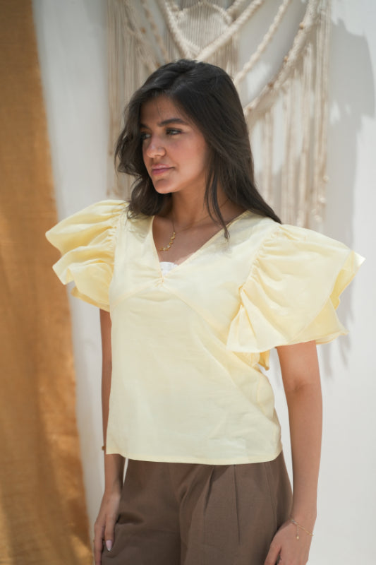The Cropped Resort Shirt - Butter Yellow