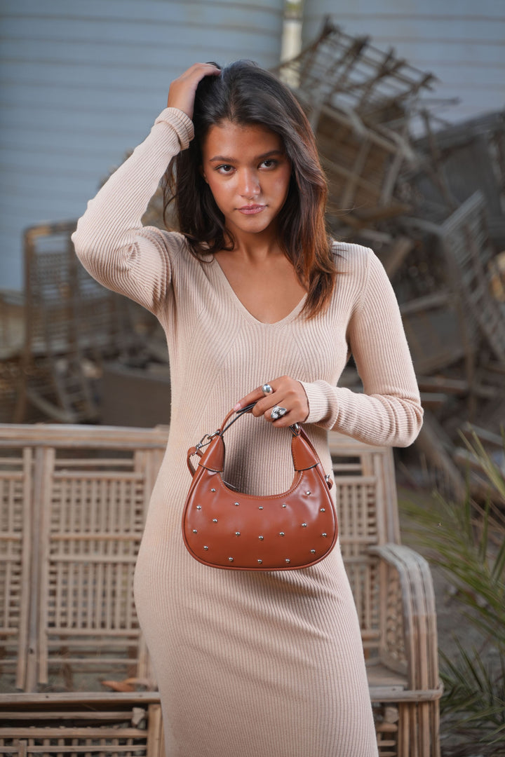 The Ivory Nova Studded Shoulder Bag | Havane
