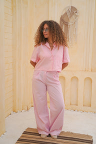 Pleated Palazzo Trousers - Pink