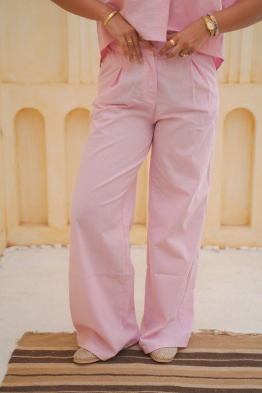 Pleated Palazzo Trousers - Pink