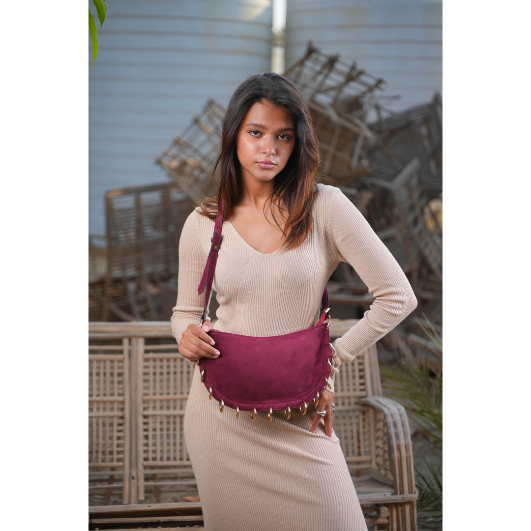 Burgundy Loop Shoulder Bag