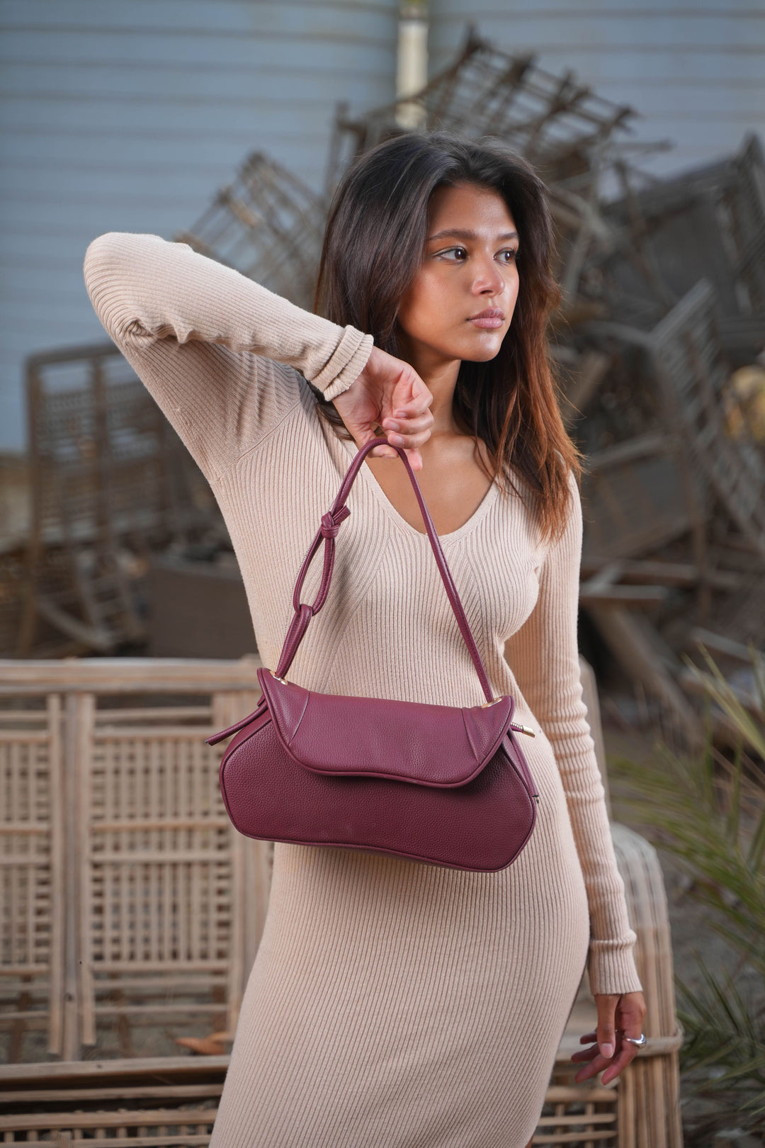 The Luna Classic Flap Shoulder Bag | Burgundy