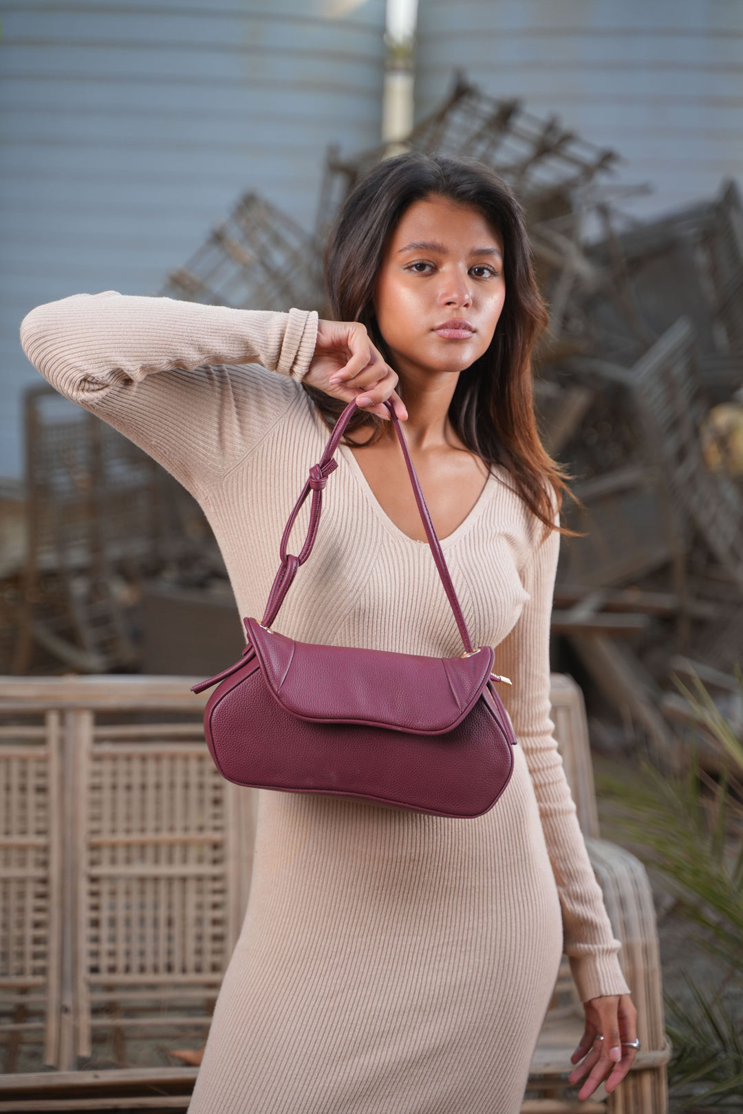 The Luna Classic Flap Shoulder Bag | Burgundy