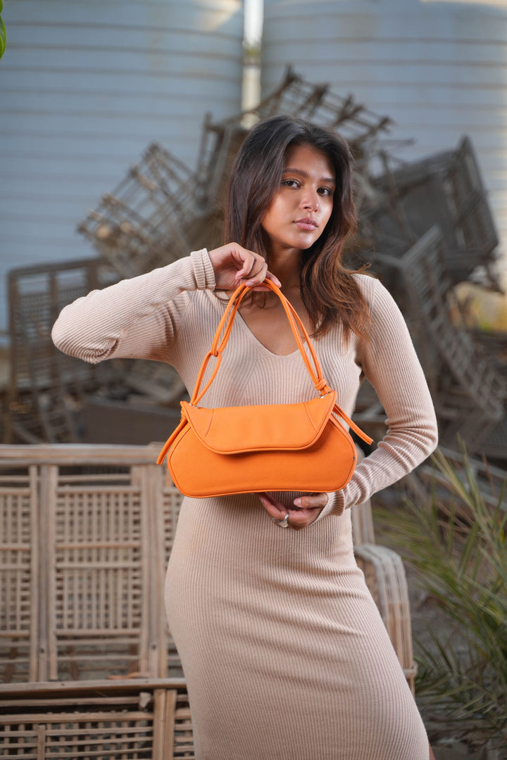 The Luna Classic Flap Shoulder Bag | Orange
