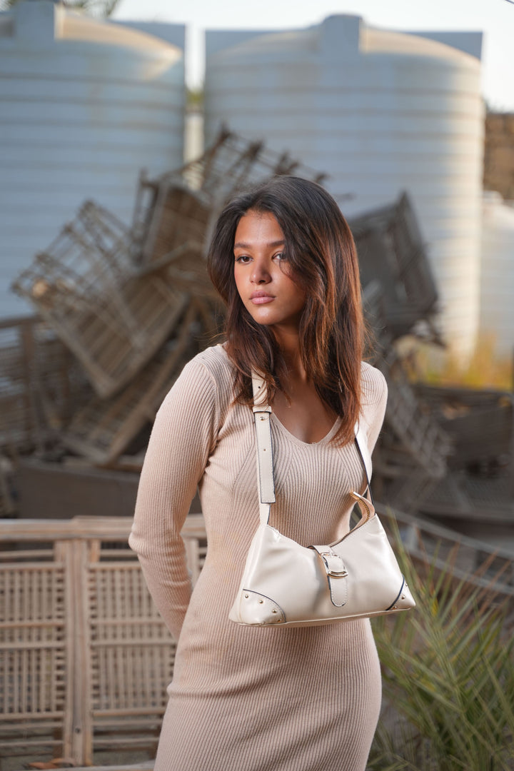 The Siena Buckle Shoulder Bag | Beige
