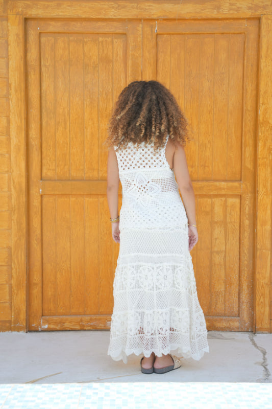 The "Dahlia" Pointelle Maxi Skirt - White