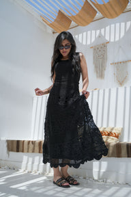 The "Dahlia" Pointelle Maxi Skirt - Black