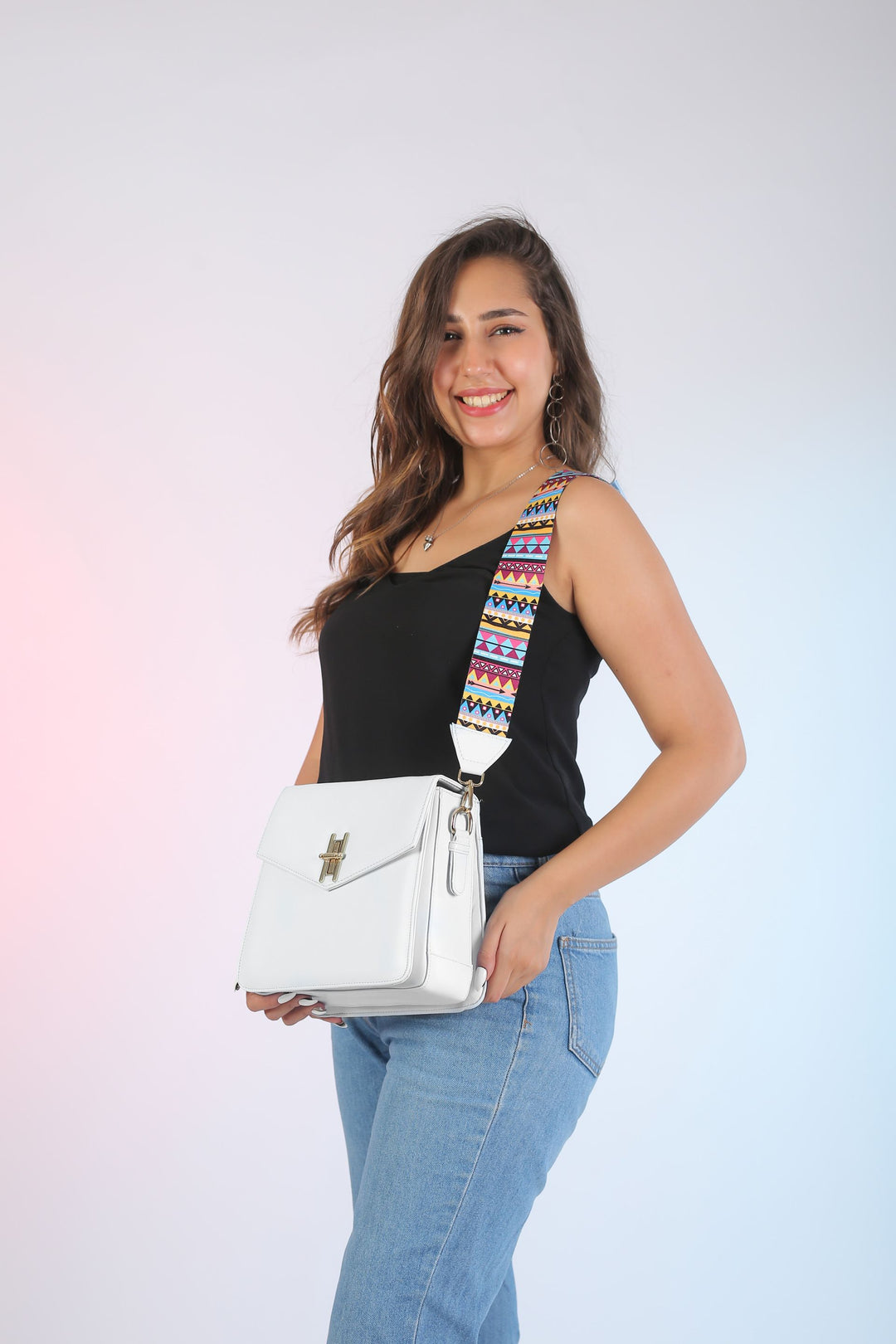 Şık | Stylish Strap Crossbag - White