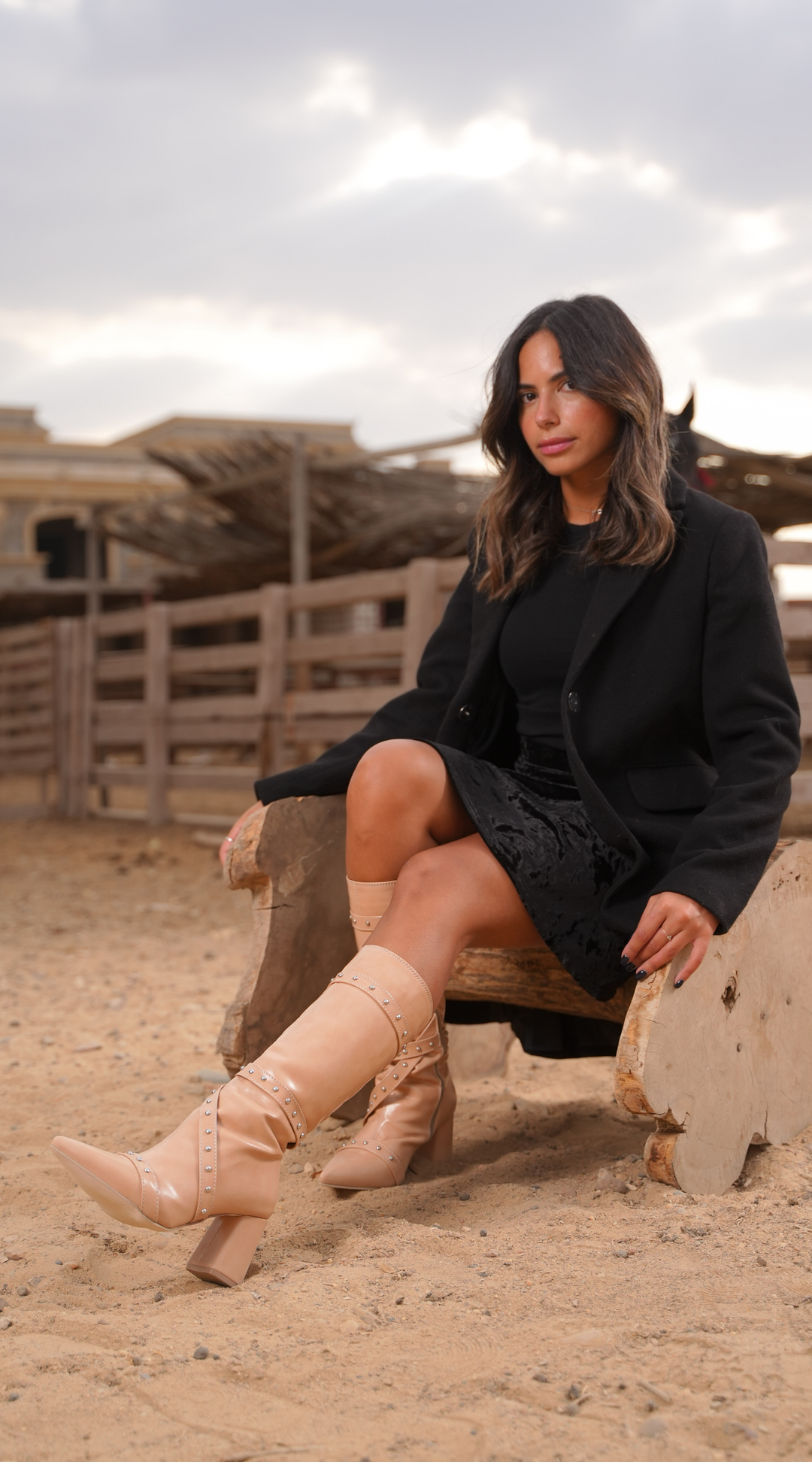 Cognac Voyager Knee-High Boot | beige