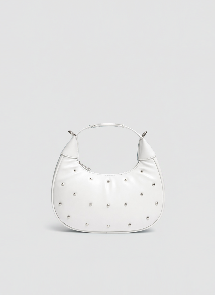 The Ivory Nova Studded Shoulder Bag | White
