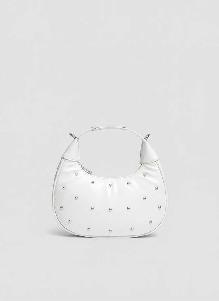 The Ivory Nova Studded Shoulder Bag | White