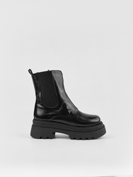 Front-Zip Platform Chelsea Boot Faux Leather – Black