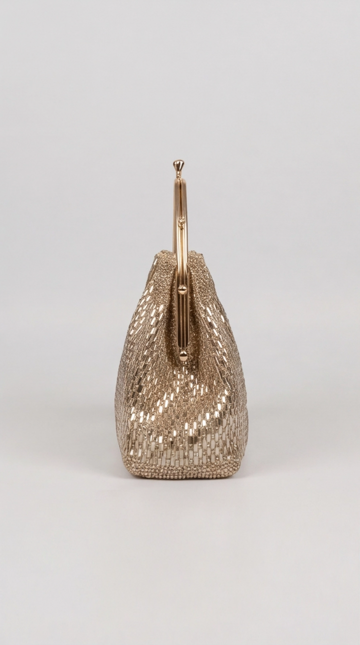 Golden Beaded Frame Bag