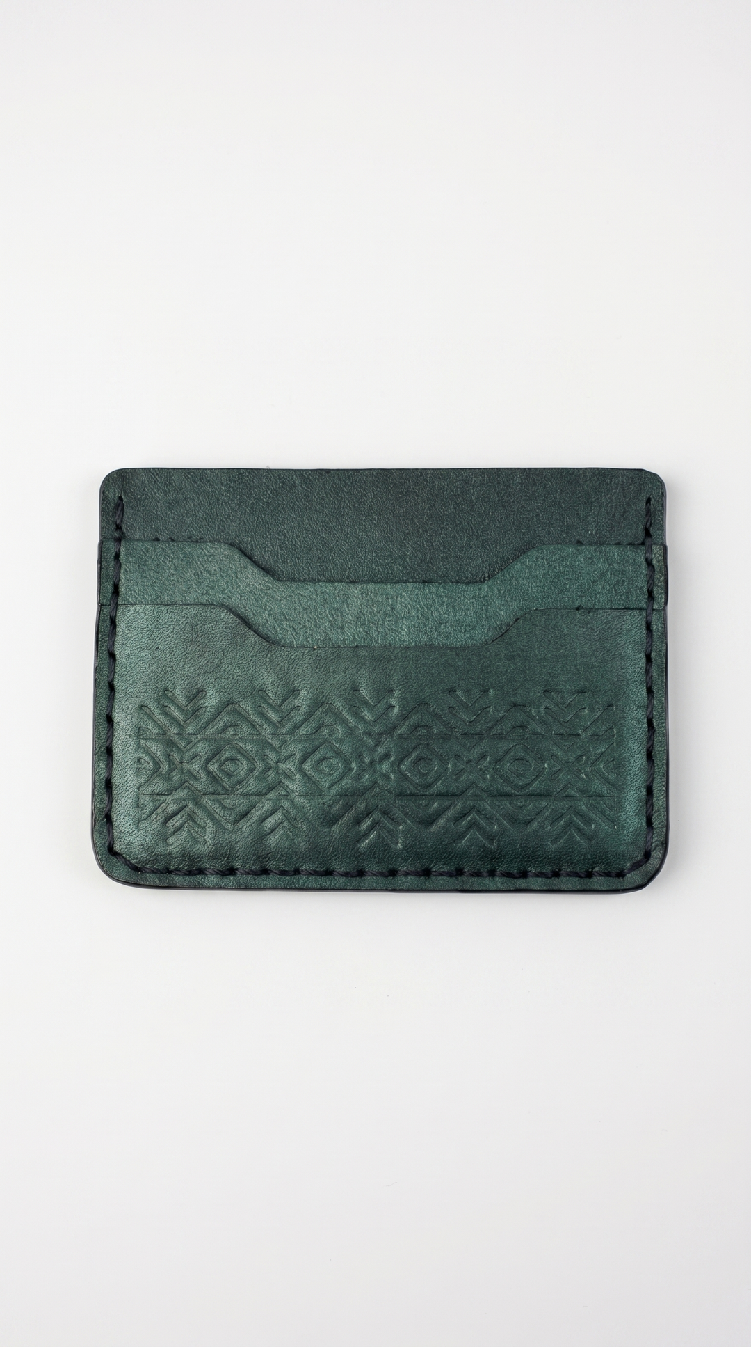 Engraving Cardholder– Handmade Genuine Leather - Green