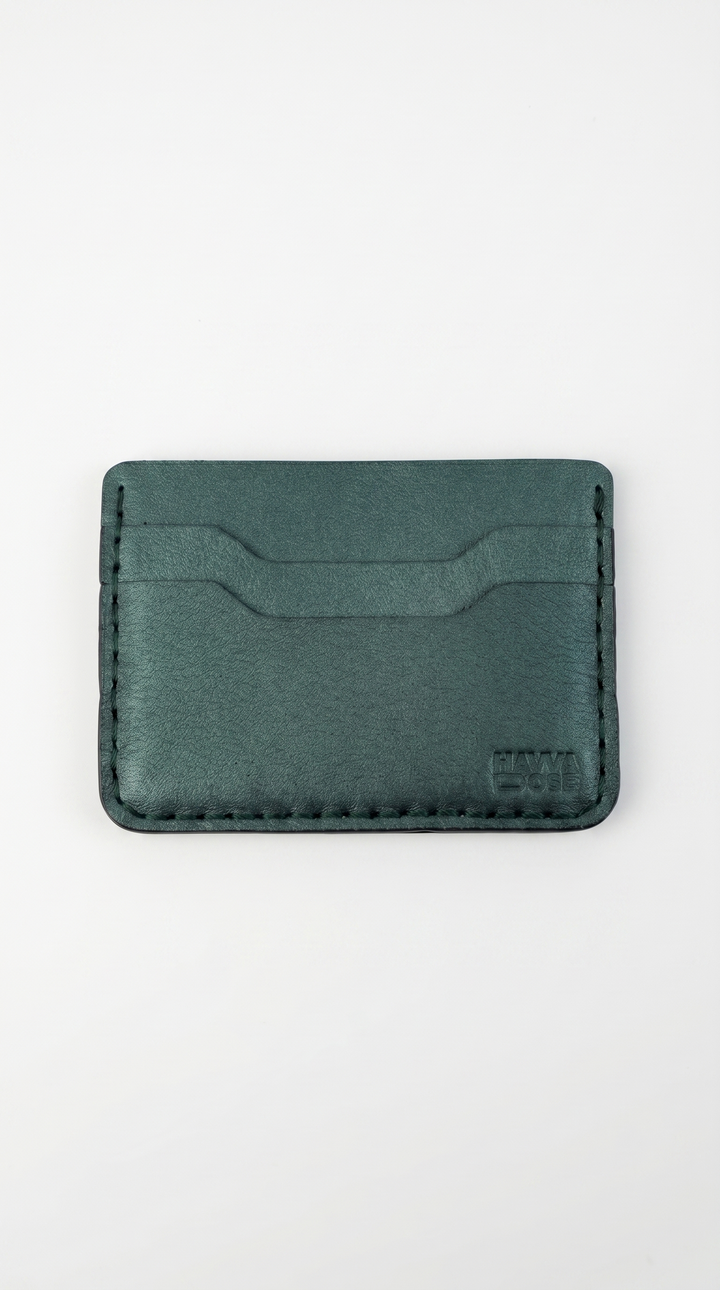 Engraving Cardholder– Handmade Genuine Leather - Green