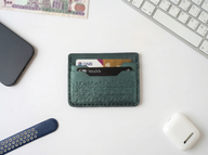 Engraving Cardholder– Handmade Genuine Leather - Green