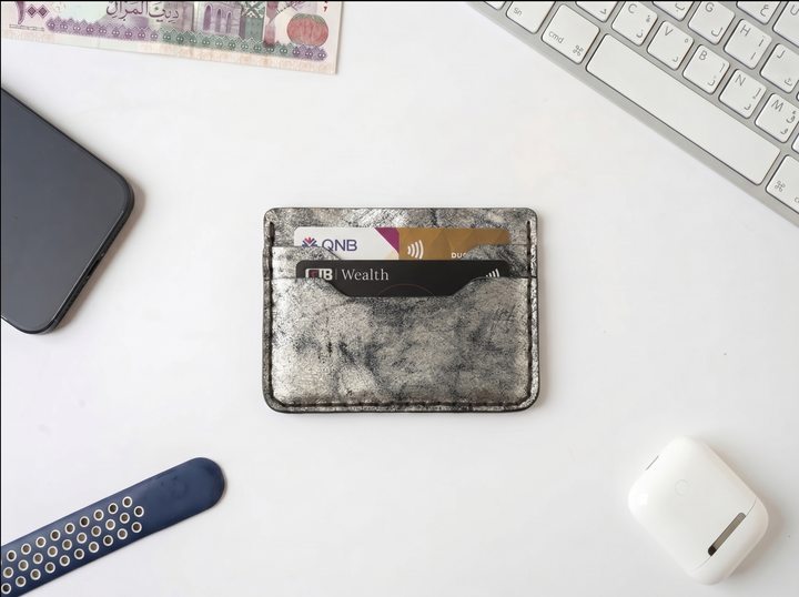 The Pewter Edge Card Holder – Handmade Genuine Leather