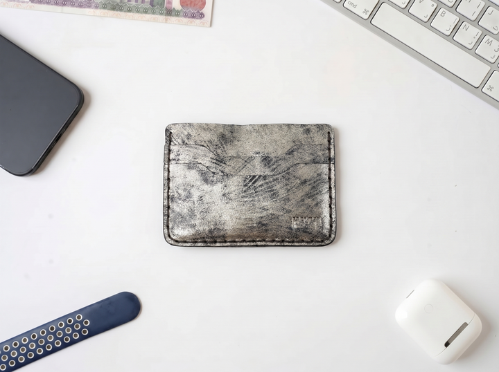 The Pewter Edge Card Holder – Handmade Genuine Leather