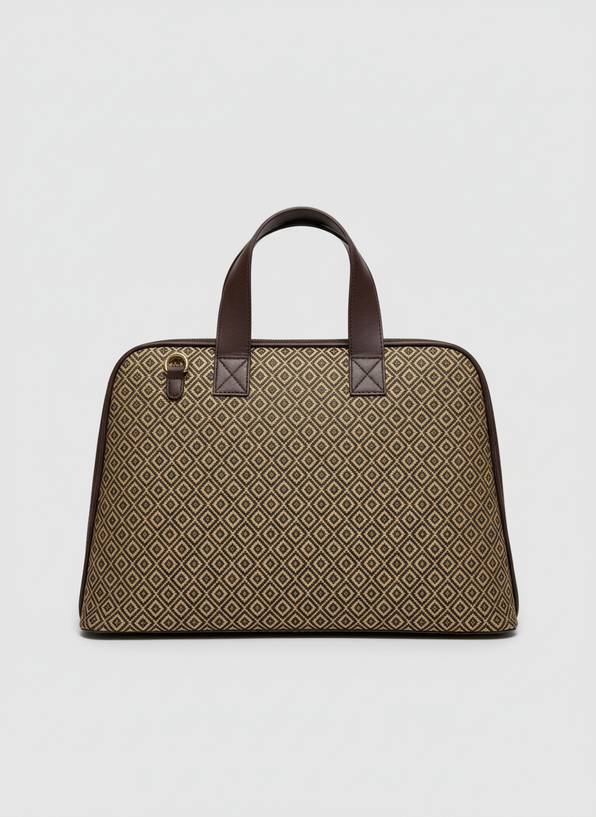 Signature Geometric Tote - Brown