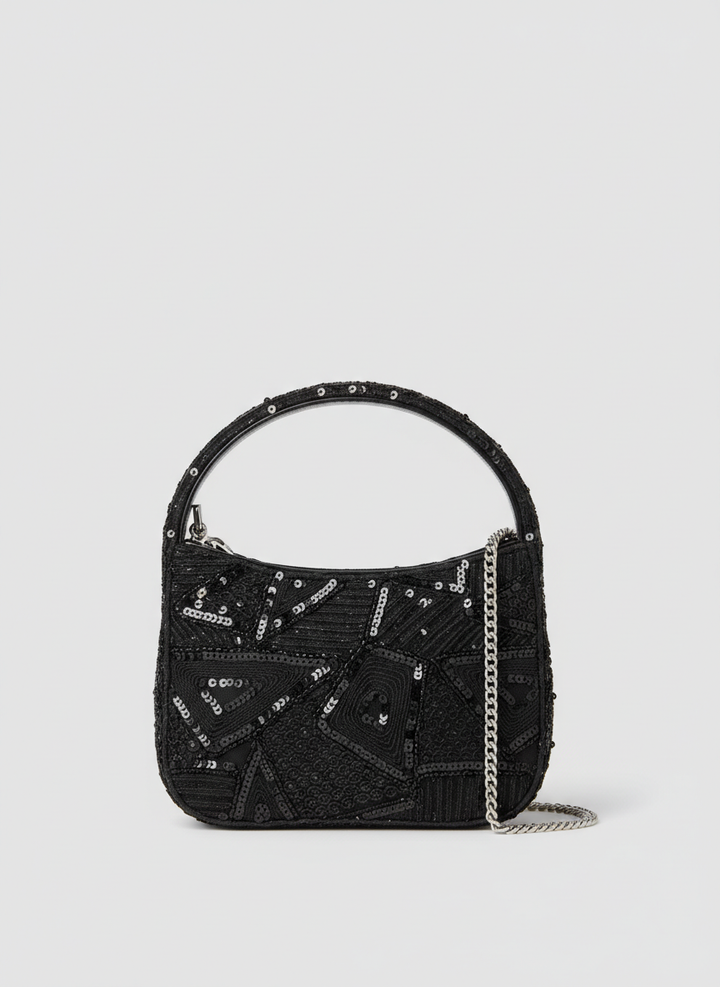 Black Diamond Beaded Mini Bag