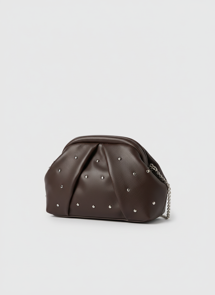 The Nova Ruched Clutch | Dark Brown