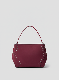 Lace-Up Handle Suede Handbag - Burgundy