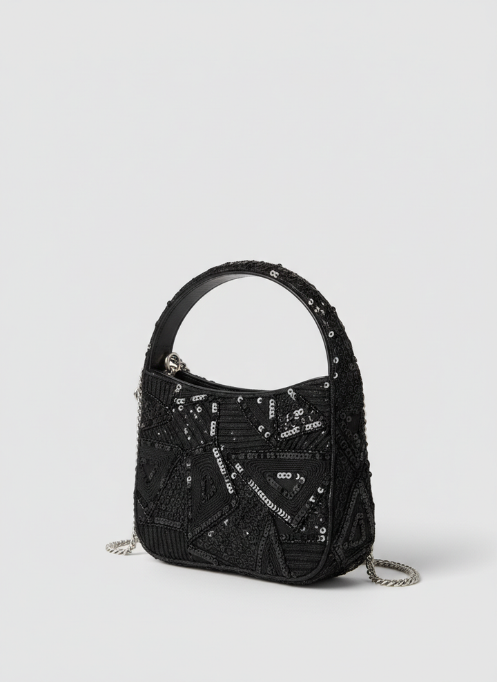 Black Diamond Beaded Mini Bag