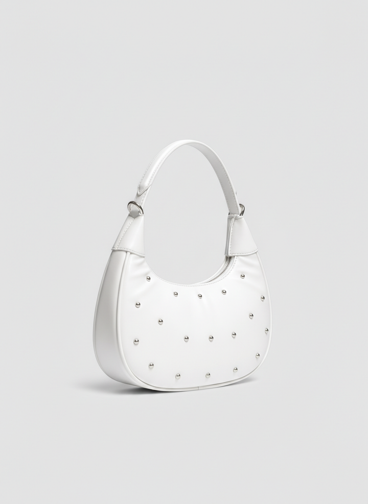 The Ivory Nova Studded Shoulder Bag | White