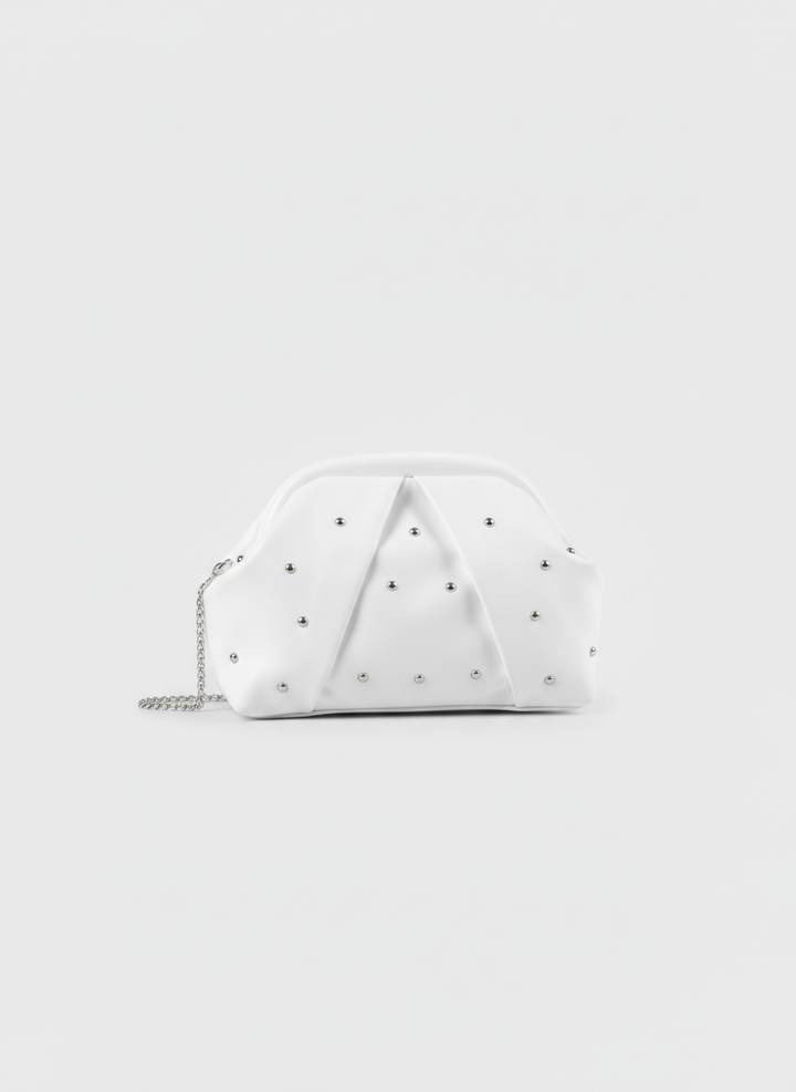 The Nova Ruched Clutch | White