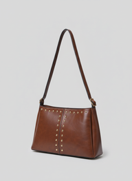 Studded Leather Shoulder Bag - Chestnut