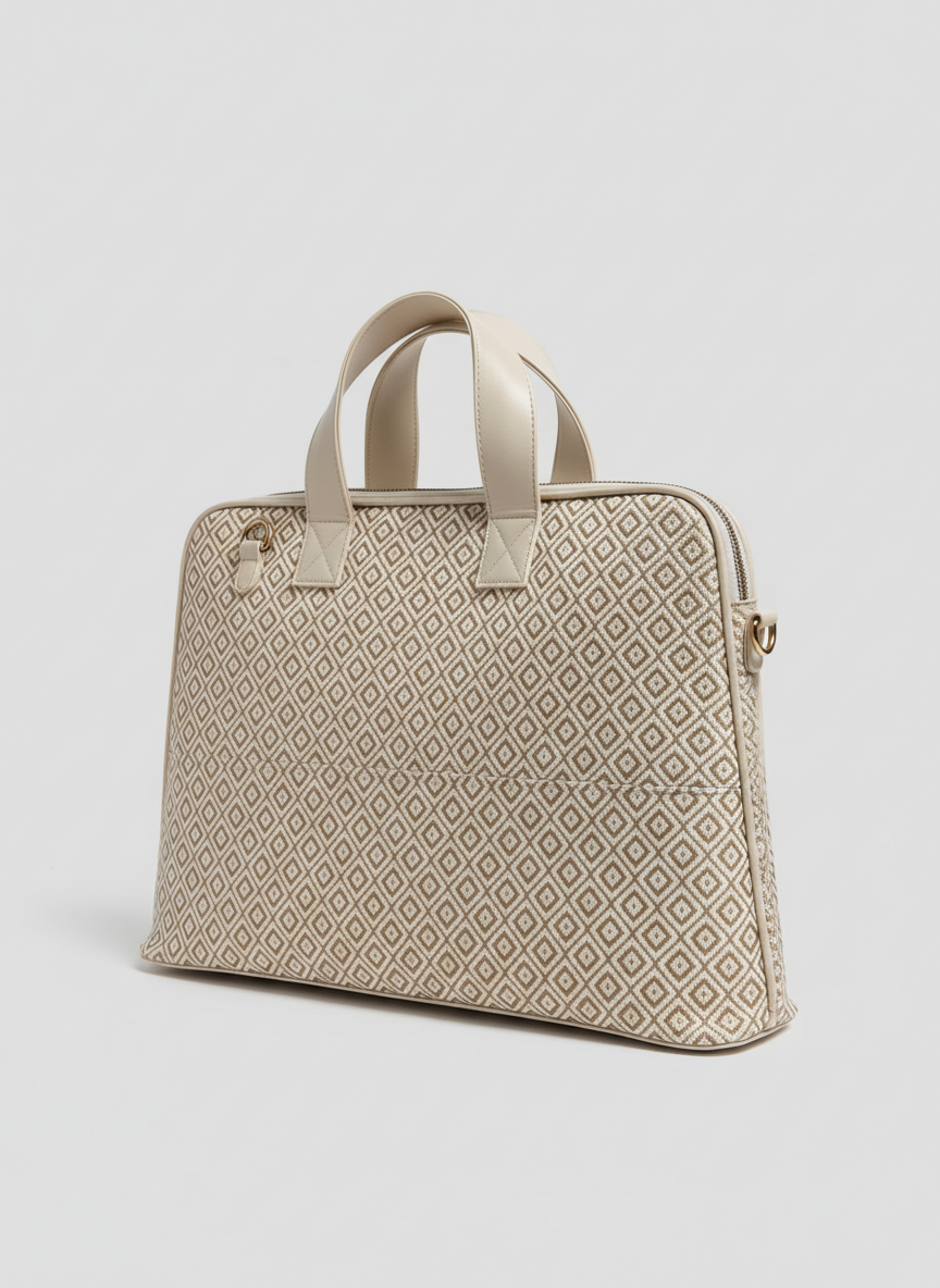 Signature Geometric Tote - Beige