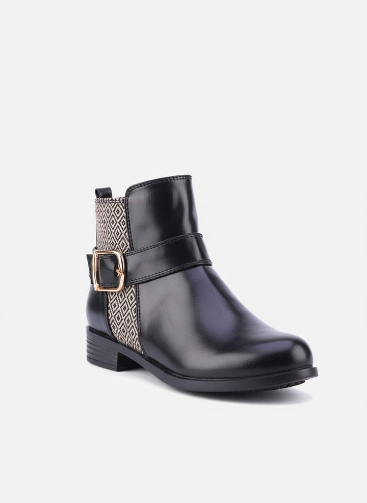 Geoprint Nomad Ankle Booties | Black & Bronze