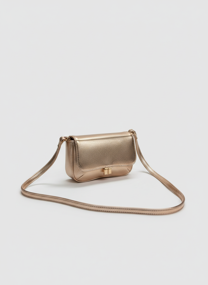 Pebbled Metallic Mini Bag – Rose Gold