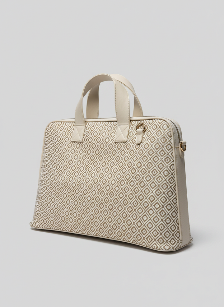Signature Geometric Tote - Beige