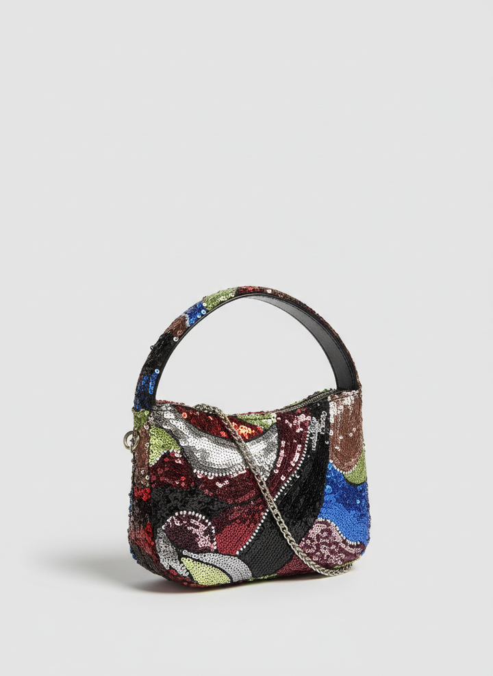 Galaxy Swirl Beaded Mini Purse – Black Mix