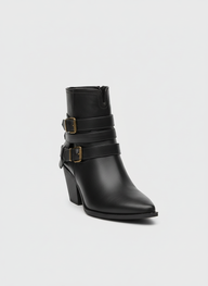 Sahara Triple Strap Leather Boots | black