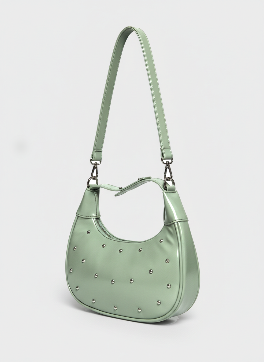 The Ivory Nova Studded Shoulder Bag | Mint Green