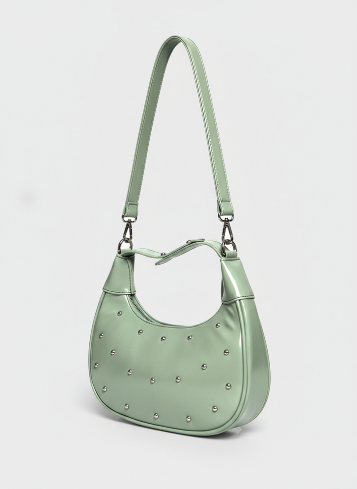 The Ivory Nova Studded Shoulder Bag | Mint Green