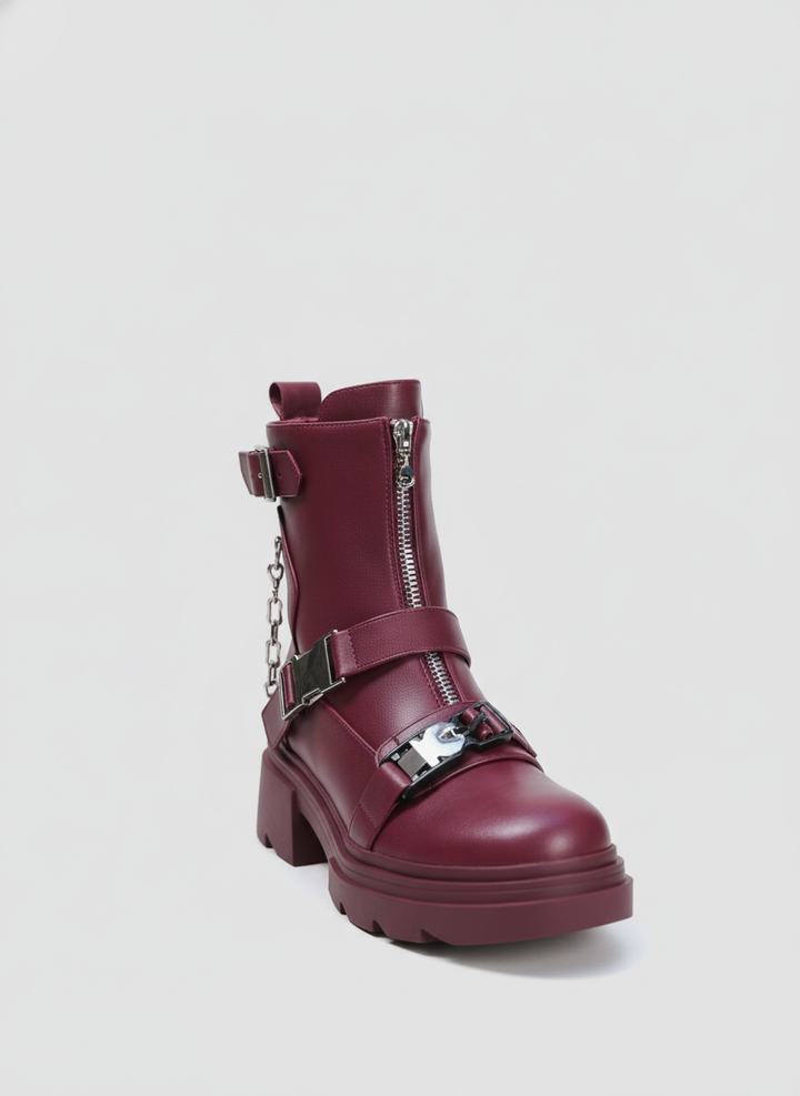Rebel Chain Boots | Burgundy