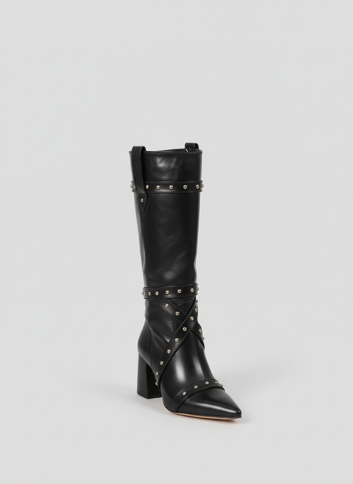Deep Plum Voyager Knee-High Boot | Black