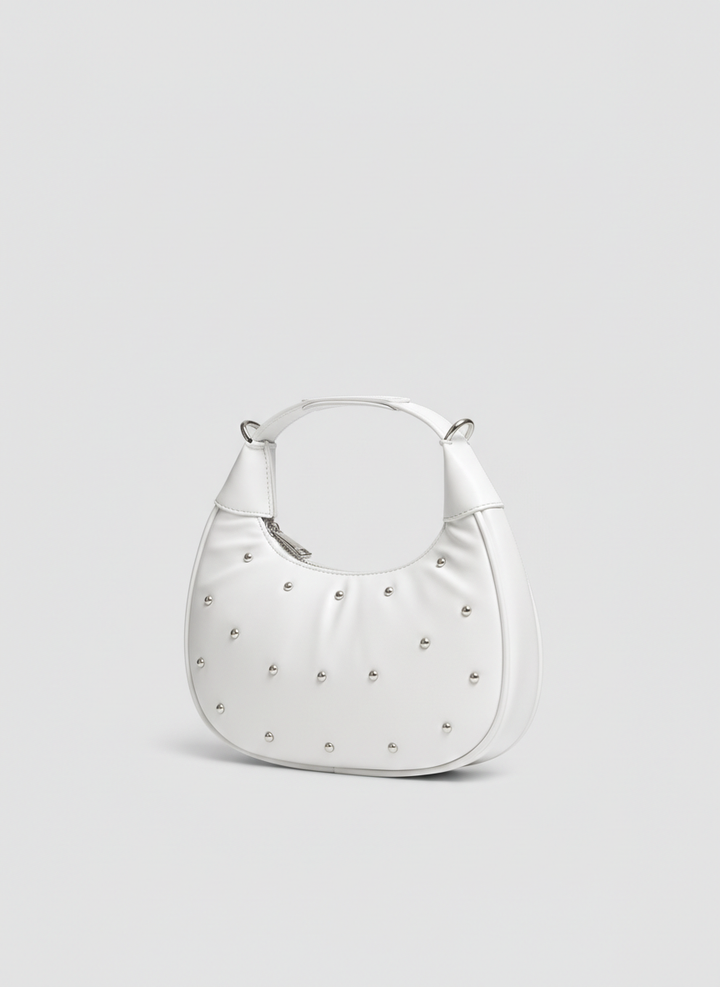 The Ivory Nova Studded Shoulder Bag | White