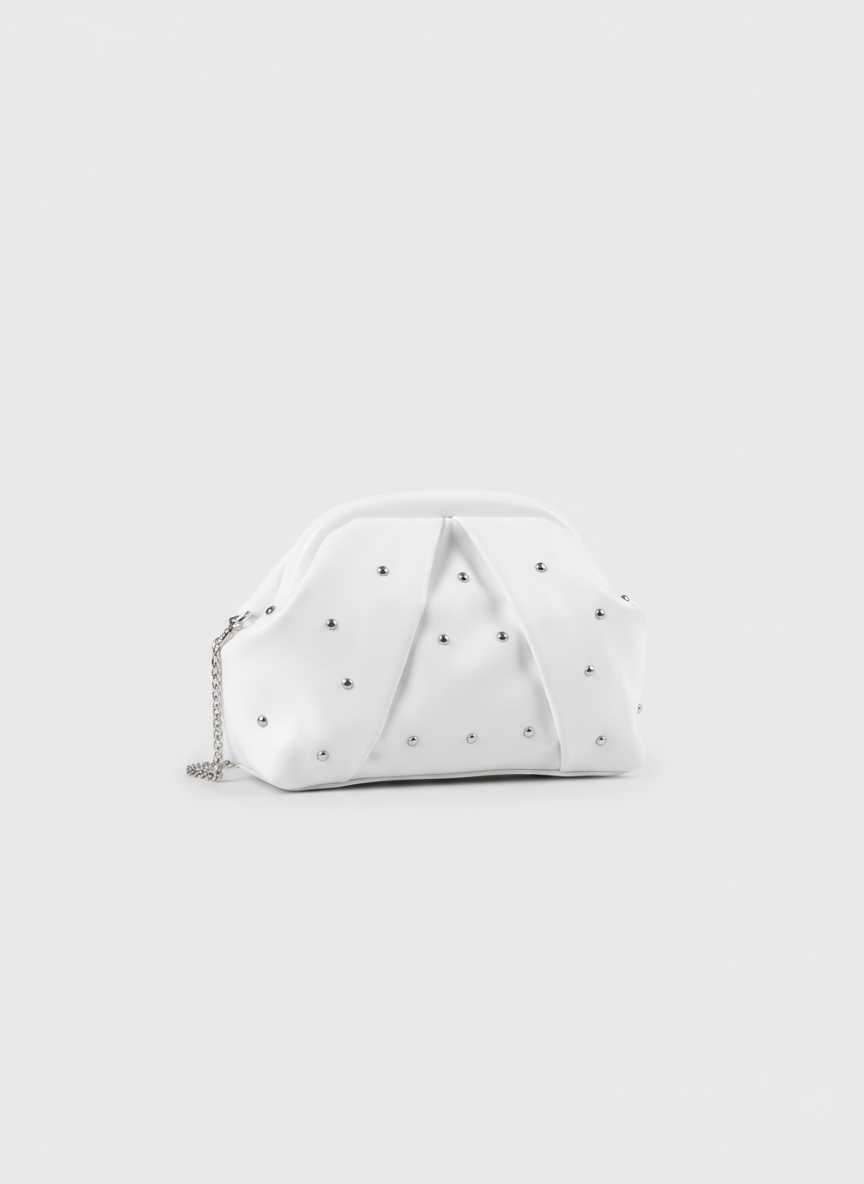 The Nova Ruched Clutch | White