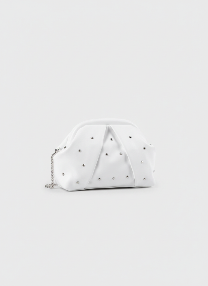 The Nova Ruched Clutch | White