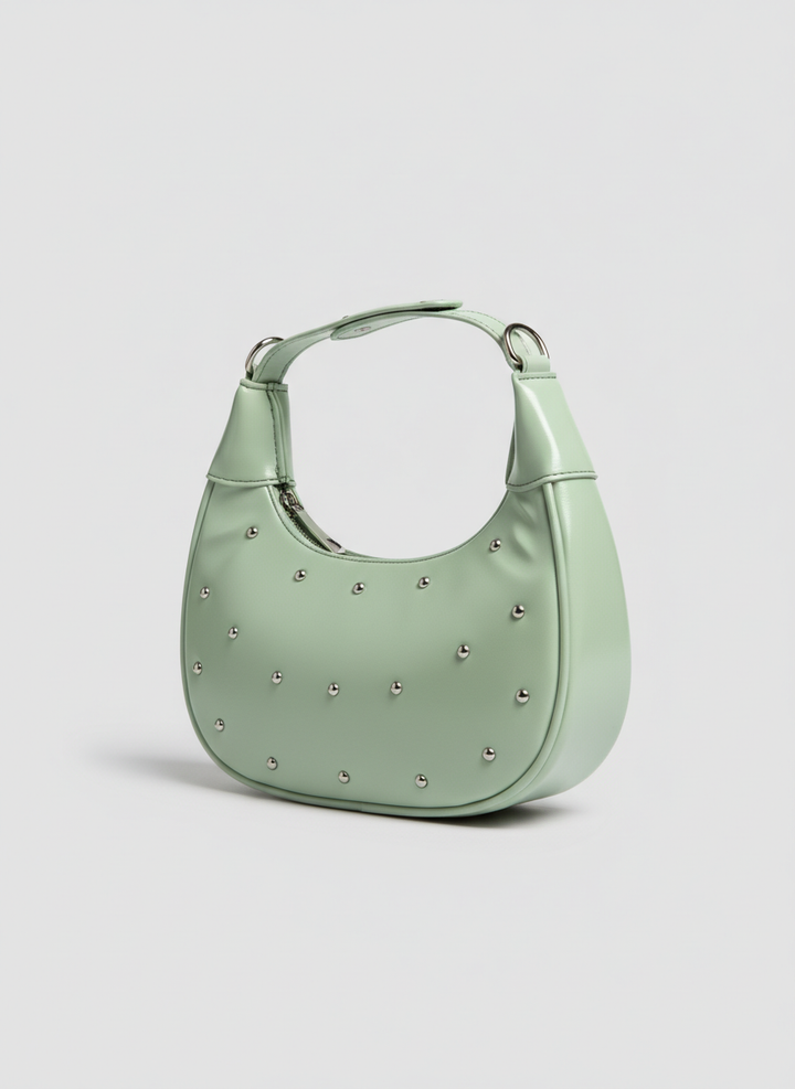 The Ivory Nova Studded Shoulder Bag | Mint Green