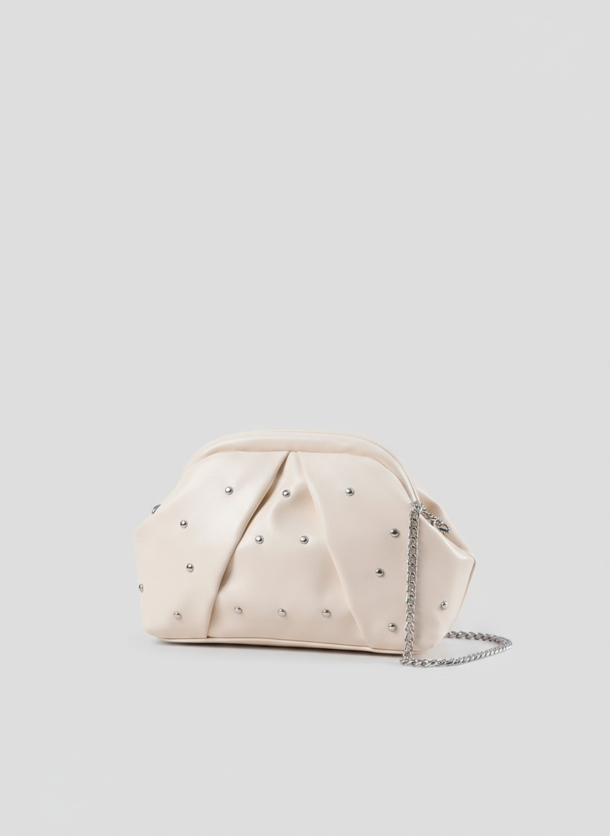 The Nova Ruched Clutch | Beige