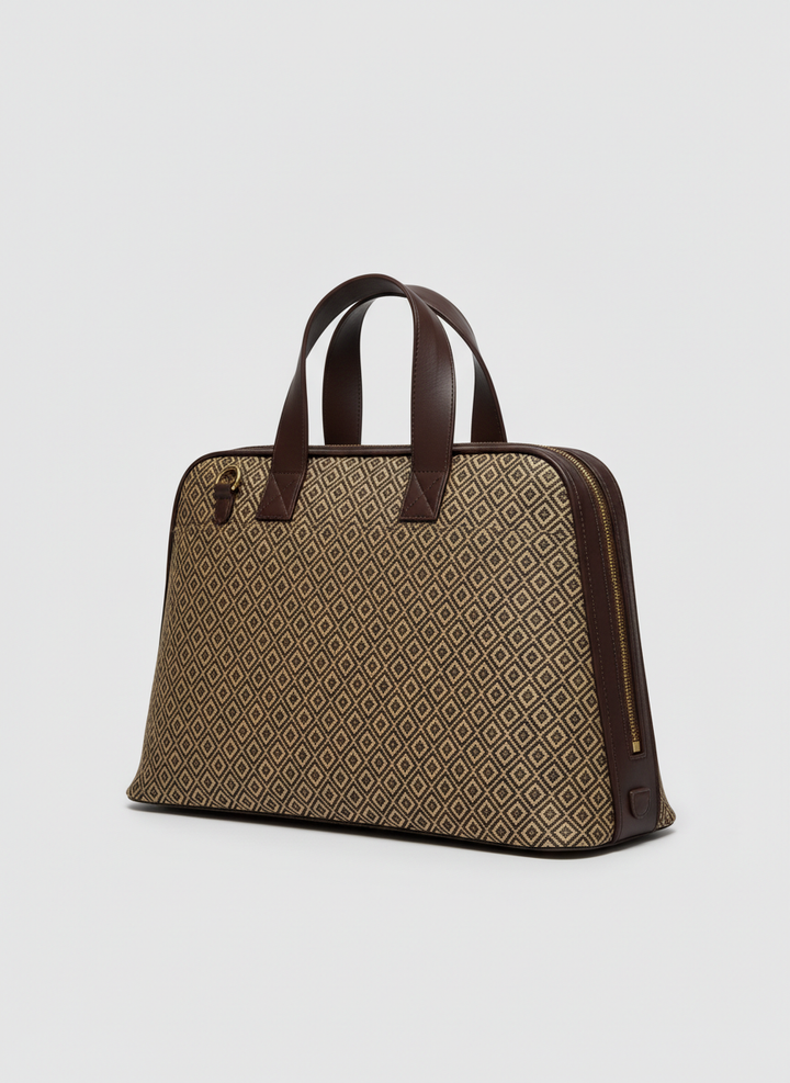Signature Geometric Tote - Brown
