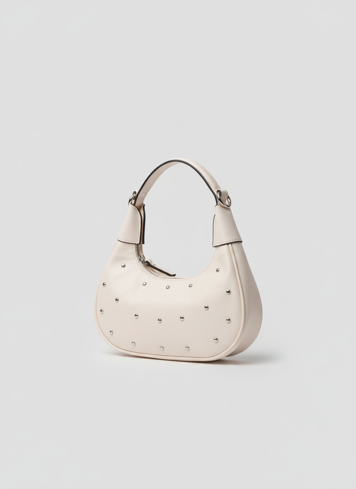 The Ivory Nova Studded Shoulder Bag | Beige